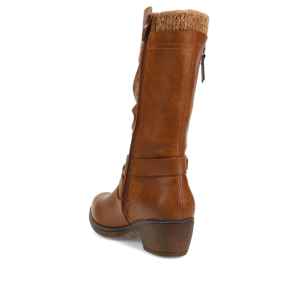 Buckle-Detailed Slouch Long Boots - WOIL40021 / 326 323 - Light Brown - Image 3
