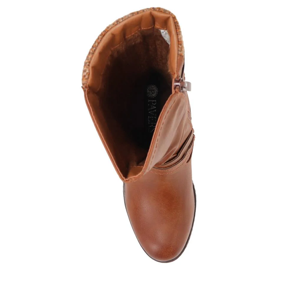 Buckle-Detailed Slouch Long Boots - WOIL40021 / 326 323 - Light Brown - Image 5