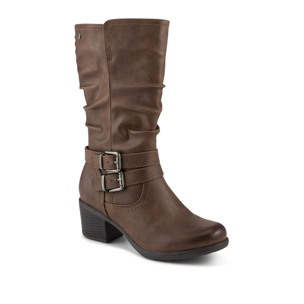 Buckle Detailed Stacked Heel Biker Boots - WOIL42046 / 328 334 - Image 2
