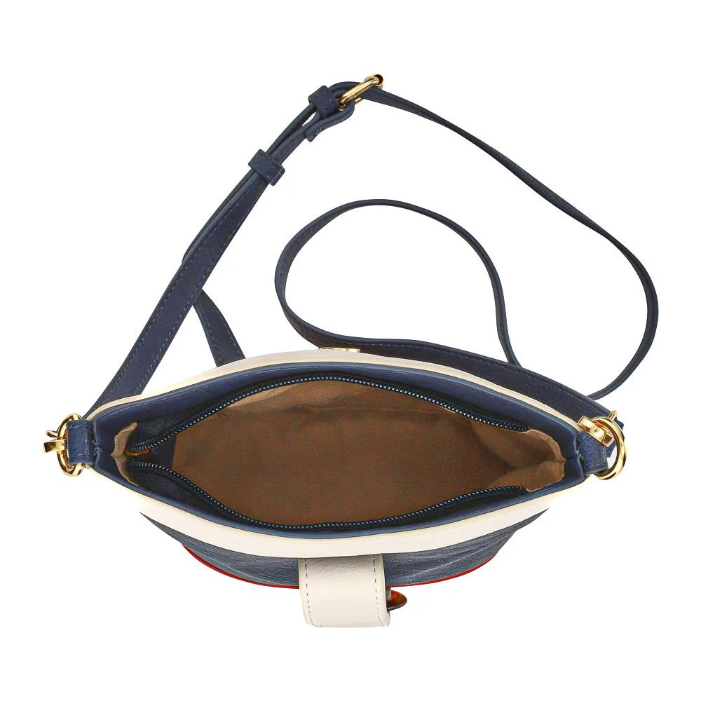 Buckle-Fasten Cross-Body Bag - RIM41000 / 326 886 - White-Navy-Red - Image 4