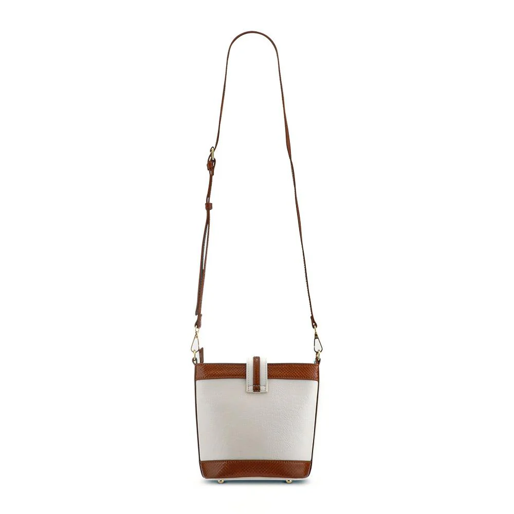 Buckle-Fasten Cross-Body Bag - RIM41000 / 326 886 - White-Tan - Image 2
