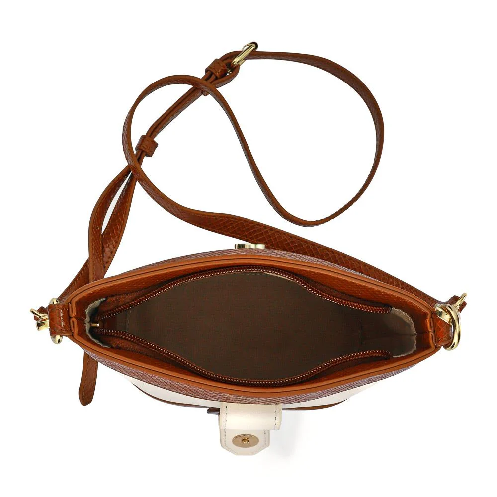 Buckle-Fasten Cross-Body Bag - RIM41000 / 326 886 - White-Tan - Image 4