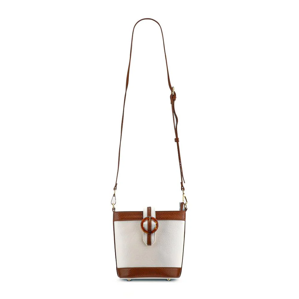 Buckle-Fasten Cross-Body Bag - RIM41000 / 326 886 - White-Tan