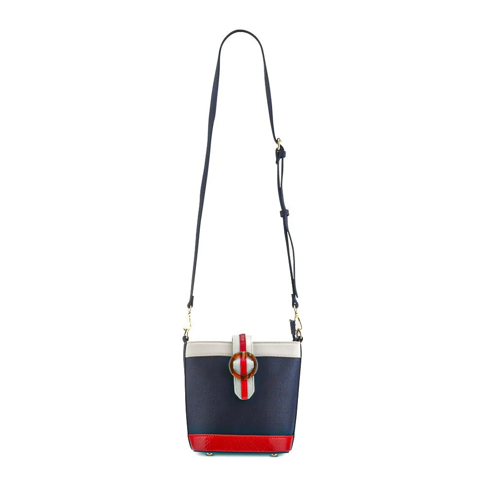 Buckle-Fasten Cross-Body Bag - RIM41000 / 326 886 - White-Navy-Red