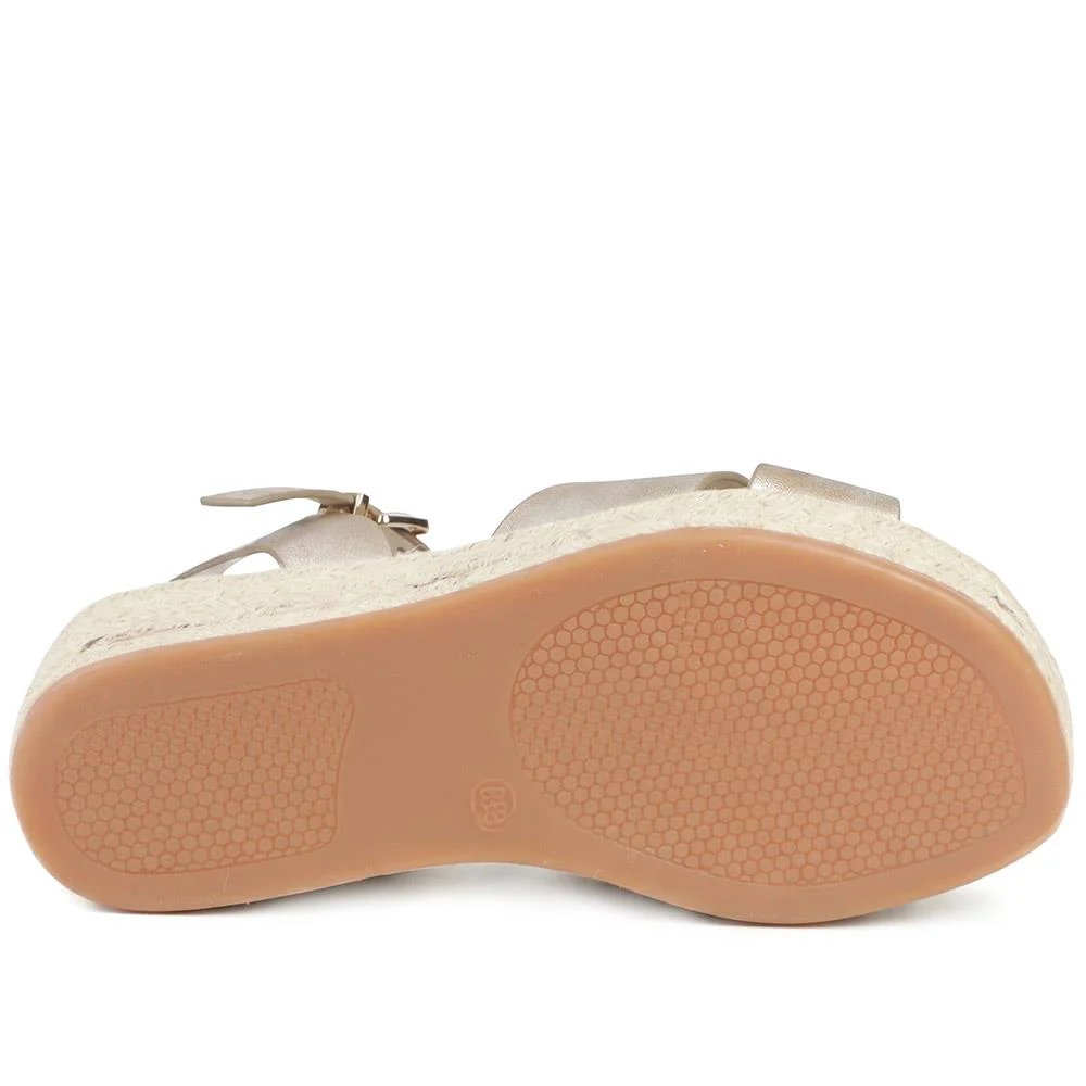 Wide Fit Buckle Fasten Strappy Espadrilles - WBINS43079 / 329 284 - Gold - Image 5