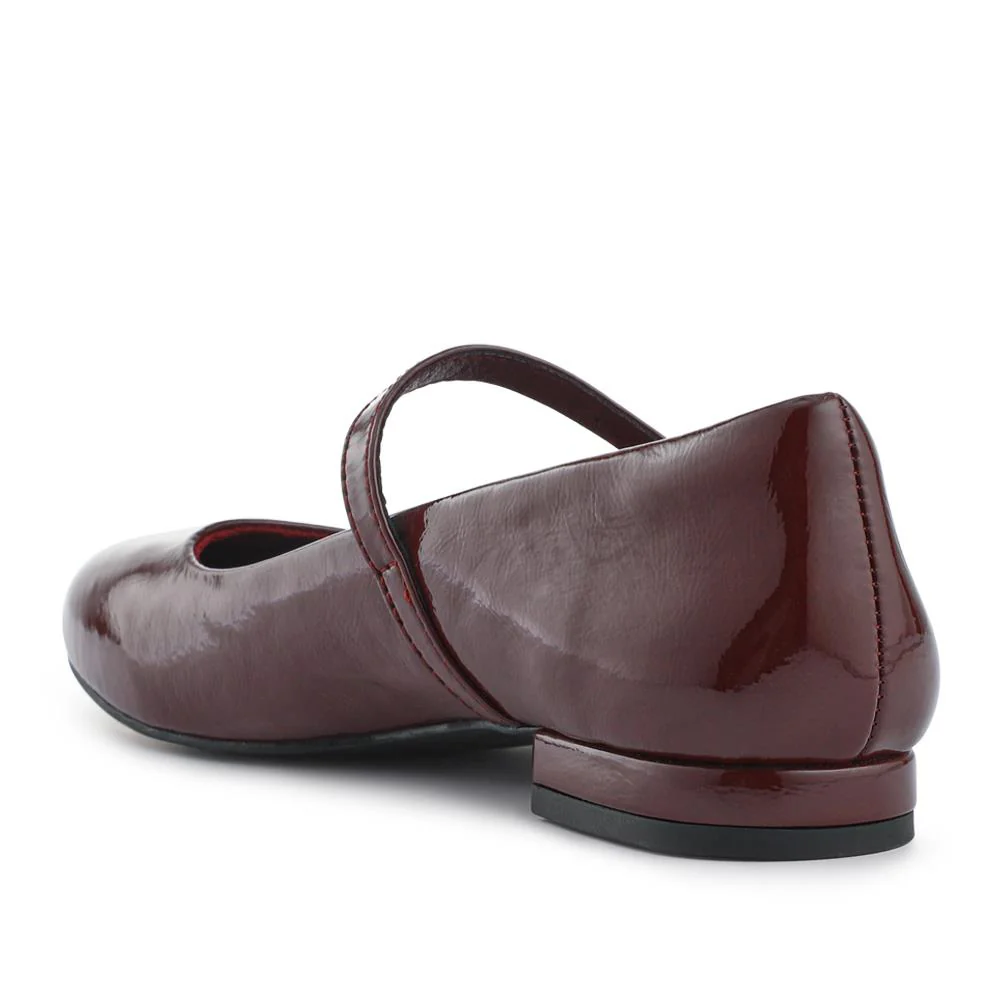 Buckle Fastening Mary Jane Ballet Pumps - WBINS42061 / 327 844 - Burgundy Patent - Image 3