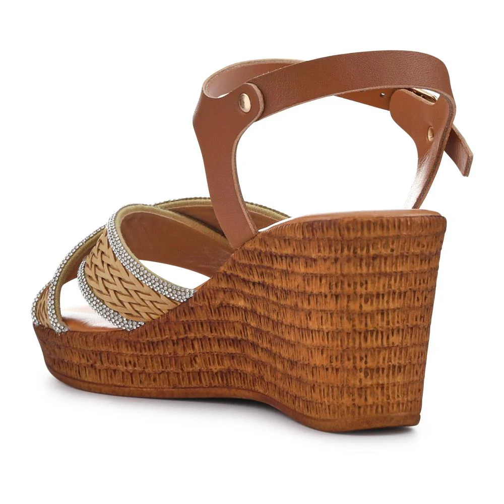 Buckle-Fastening Wedge Espadrilles - CLUBS41000 / 326 850 - Beige - Image 3