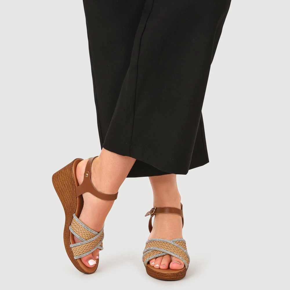Buckle-Fastening Wedge Espadrilles - CLUBS41000 / 326 850 - Beige - Image 5