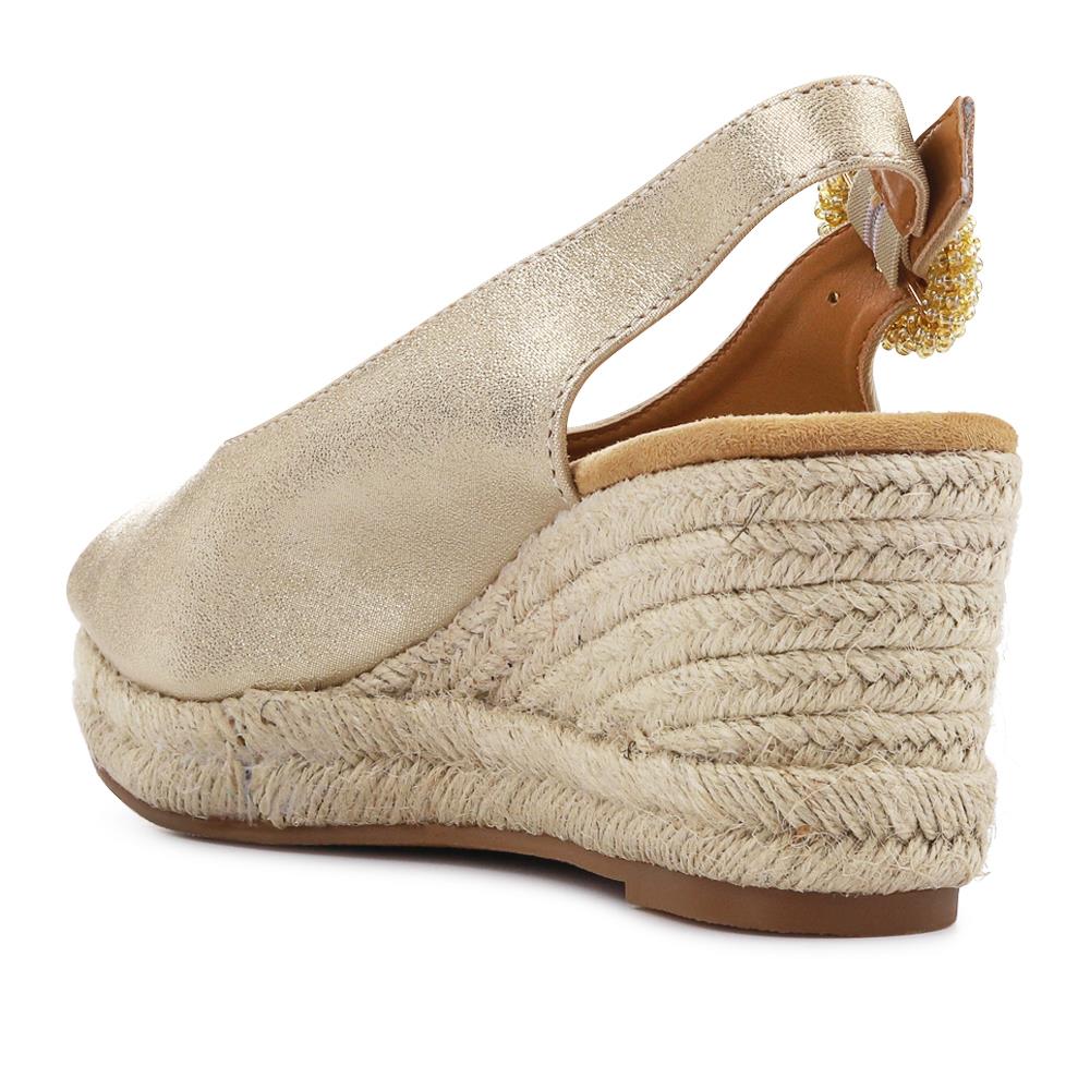 Buckle Fastening Wedge Espadrilles - WBINS41057 / 327 257 - Gold - Image 3