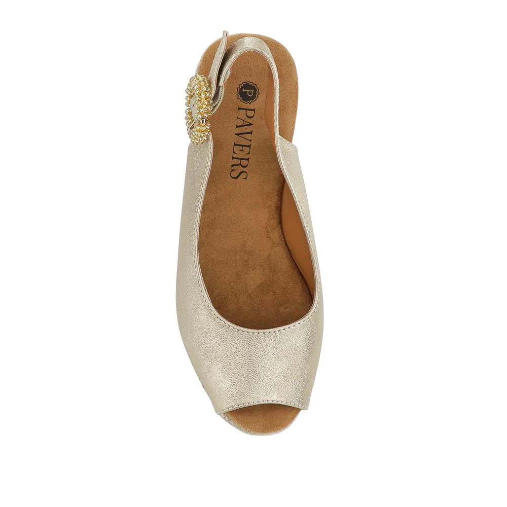 Buckle Fastening Wedge Espadrilles - WBINS41057 / 327 257 - Gold - Image 4