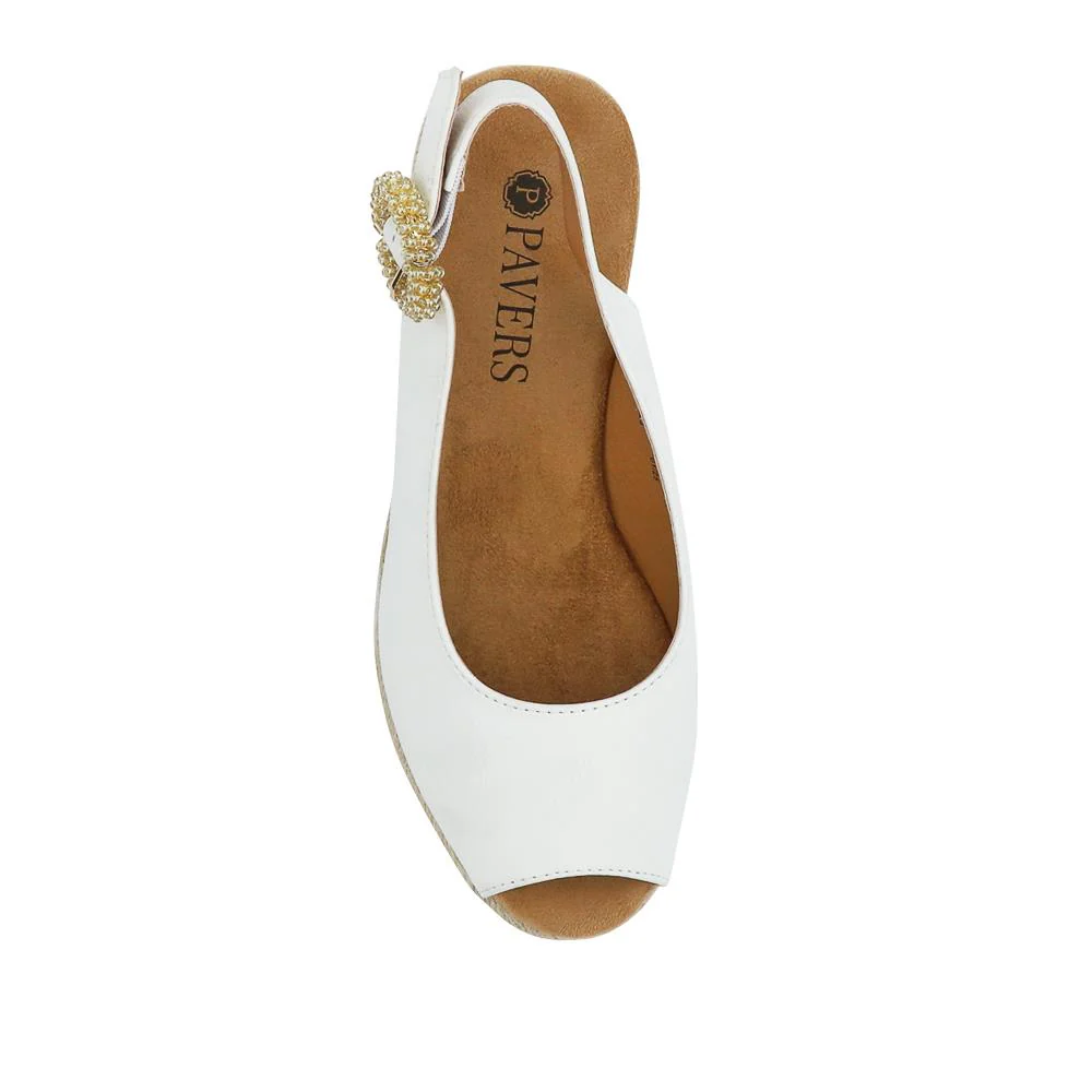 Buckle Fastening Wedge Espadrilles - WBINS41057 / 327 257 - White - Image 5