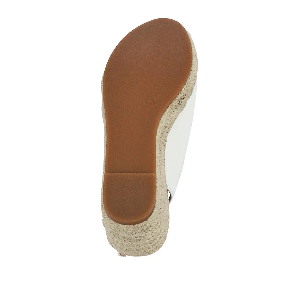Buckle Fastening Wedge Espadrilles - WBINS41057 / 327 257 - White - Image 7