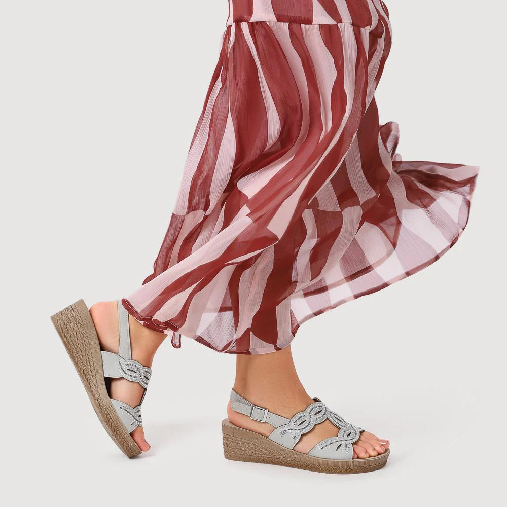 Buckle-Fastening Wedge Sandals - INB41031 / 327 320 - White - Image 5