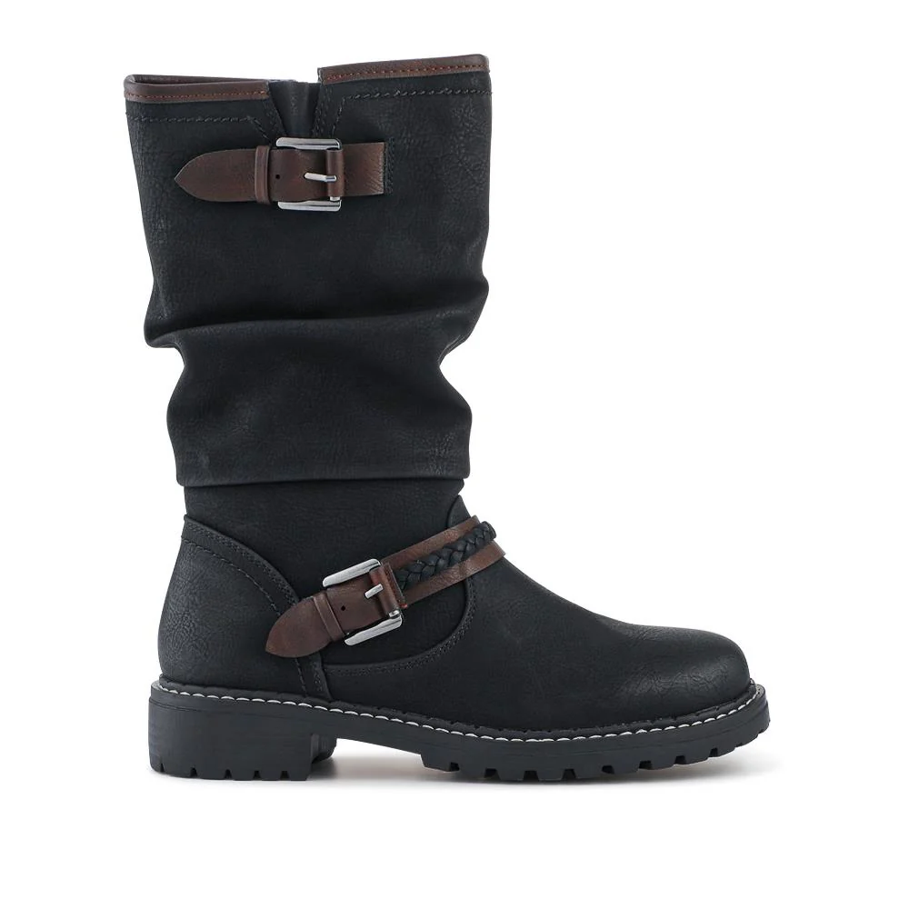 Buckle Mid Calf Boots - TELOO38009 / 324 493 - Black - Image 2