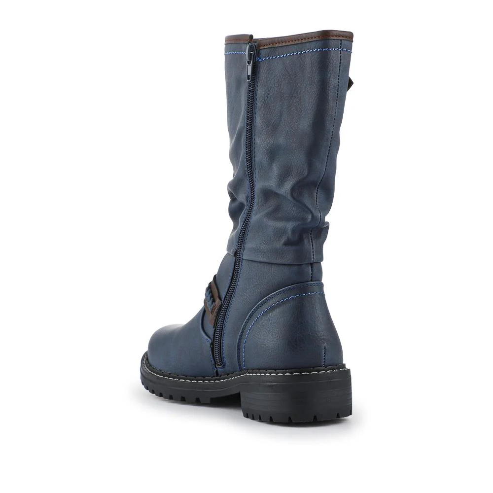 Buckle Mid Calf Boots - TELOO38009 / 324 493 - Navy - Image 3