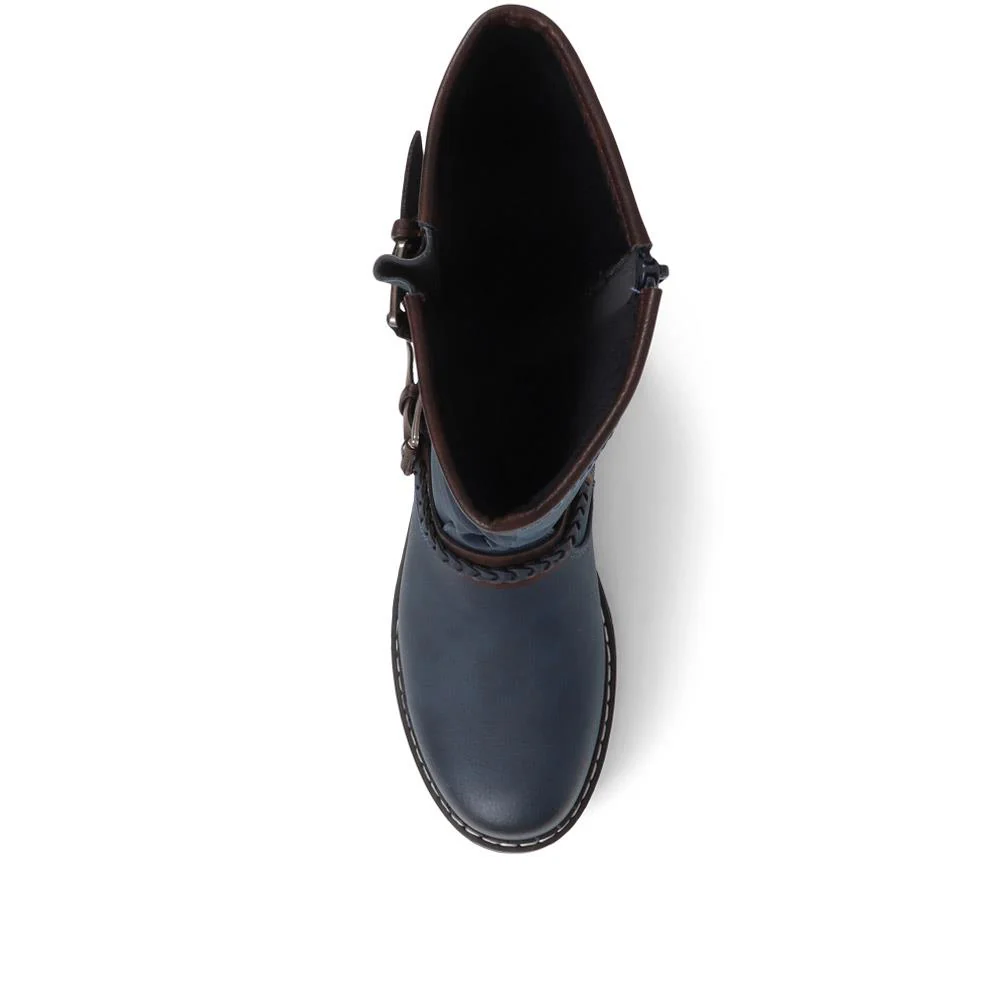 Buckle Mid Calf Boots - TELOO38009 / 324 493 - Navy - Image 4