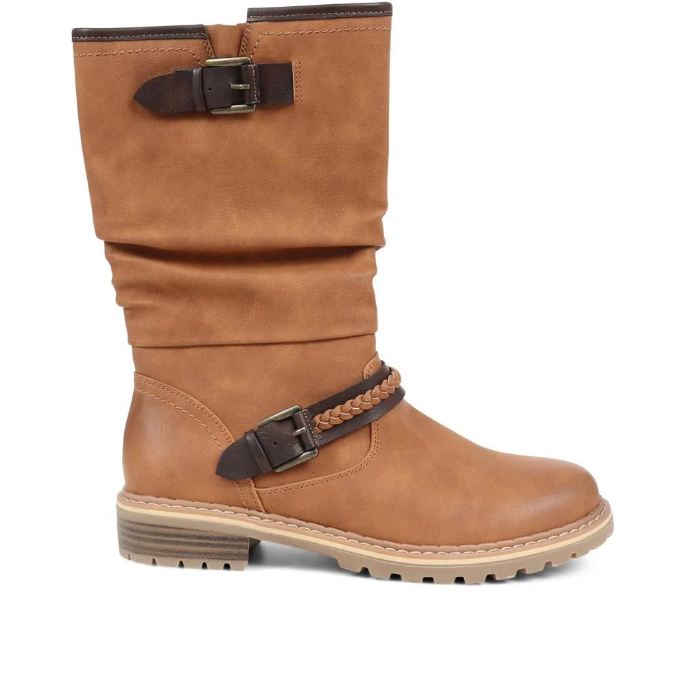 Buckle Mid Calf Boots - TELOO38009 / 324 493 - Tan - Image 2