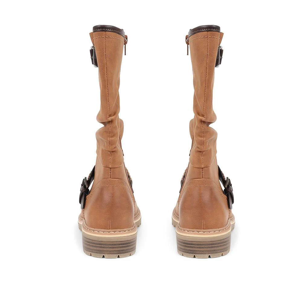 Buckle Mid Calf Boots - TELOO38009 / 324 493 - Tan - Image 3