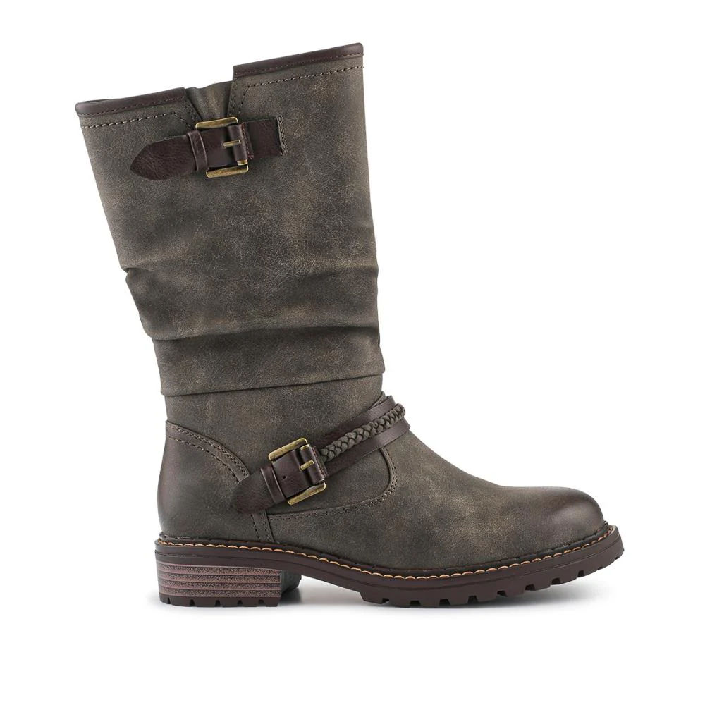 Buckle Mid Calf Boots - TELOO38009 / 324 493 - Taupe - Image 2