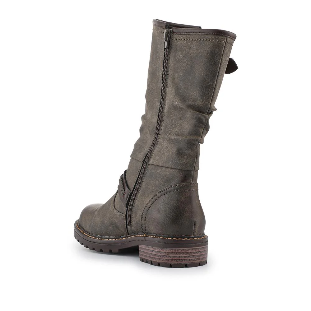 Buckle Mid Calf Boots - TELOO38009 / 324 493 - Taupe - Image 3