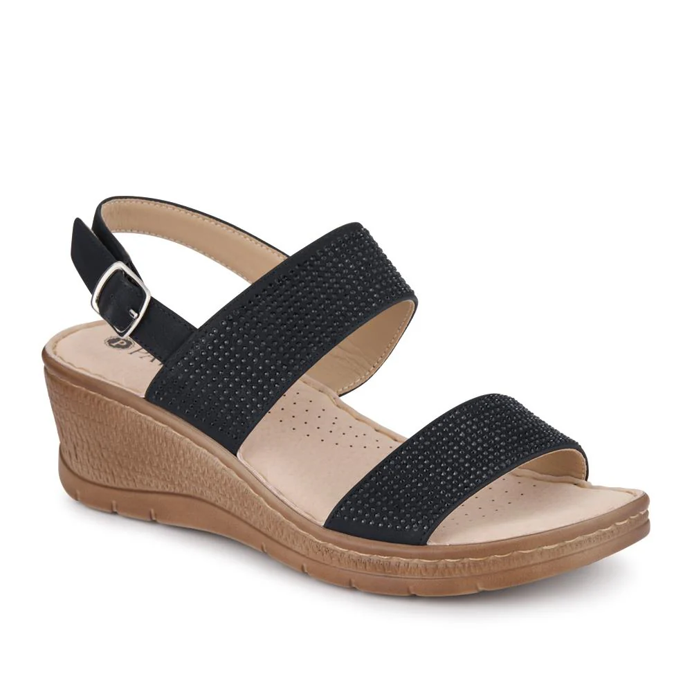 Buckle-Up Wedge Sandals - BAIZH41031 / 327 300 - Black