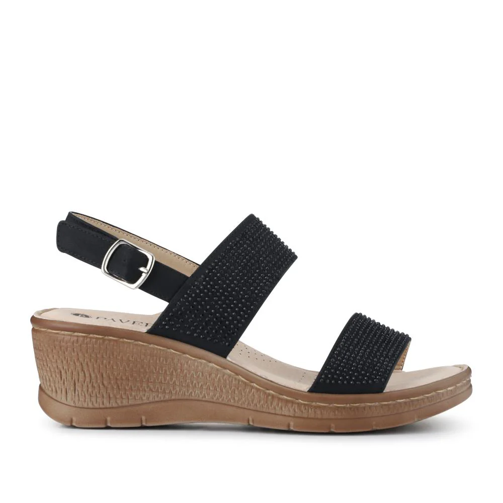 Buckle-Up Wedge Sandals - BAIZH41031 / 327 300 - Black - Image 2