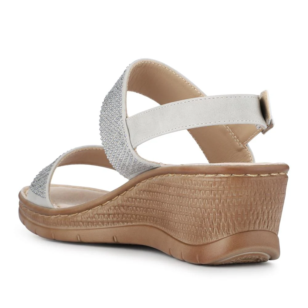 Buckle-Up Wedge Sandals - BAIZH41031 / 327 300 - Light Grey - Image 2