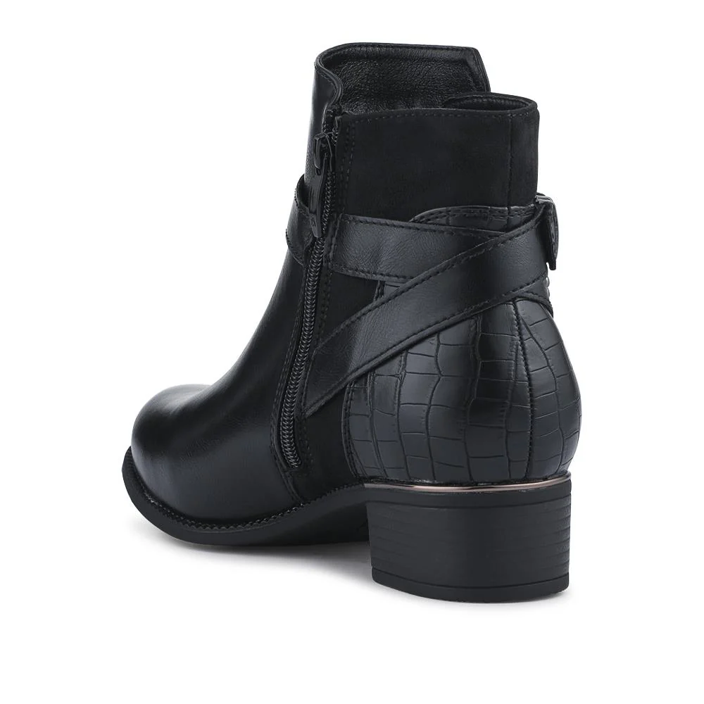 EasyFit Extra-Wide Buckled Ankle Boots - ANOCK / 326 749 - Black - Image 3
