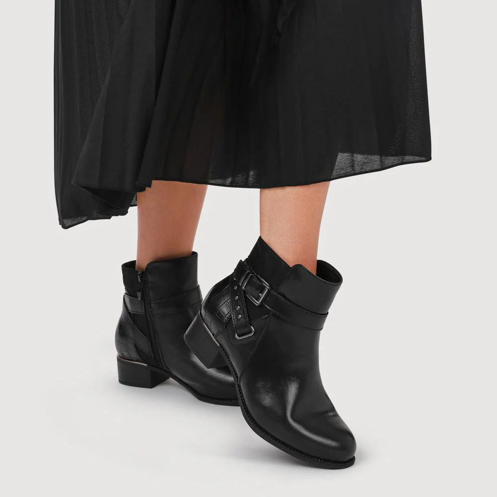 EasyFit Extra-Wide Buckled Ankle Boots - ANOCK / 326 749 - Black - Image 5