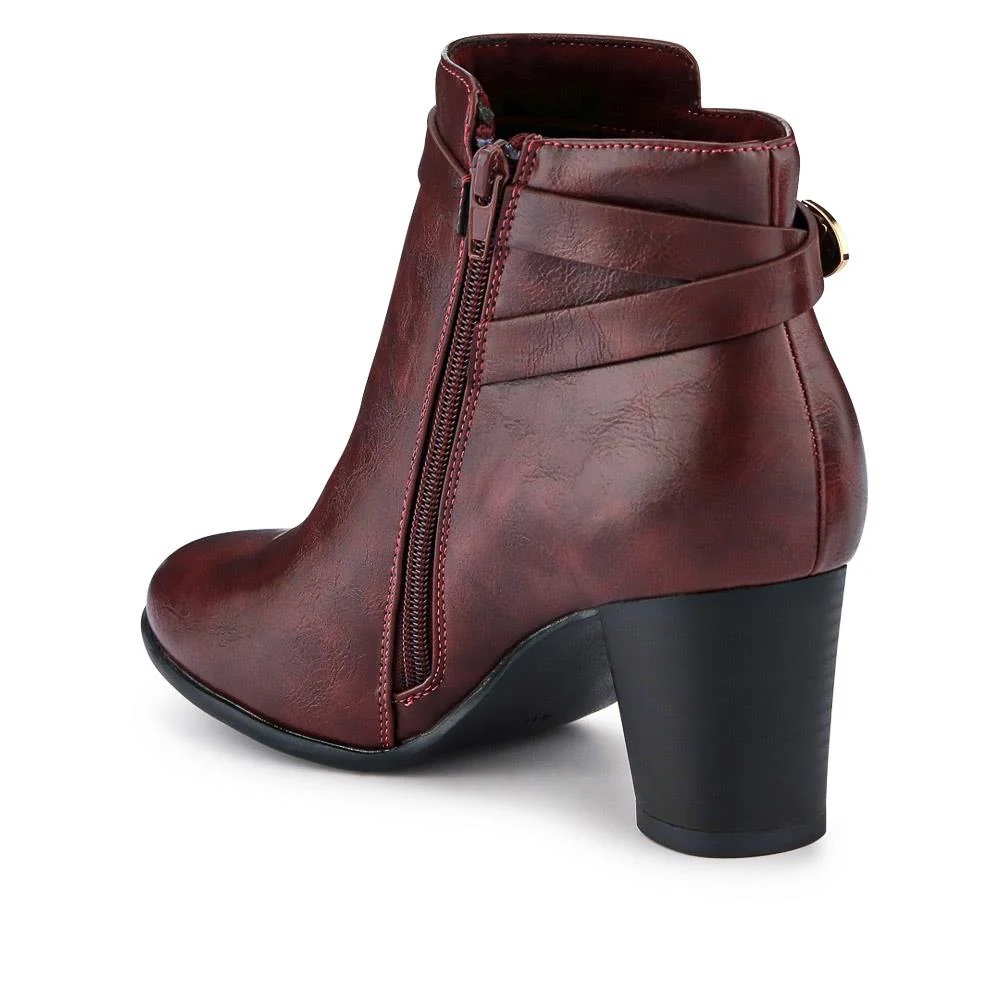 Buckled Ankle Boots - BELTREN40001 / 326 057 - Burgundy - Image 3