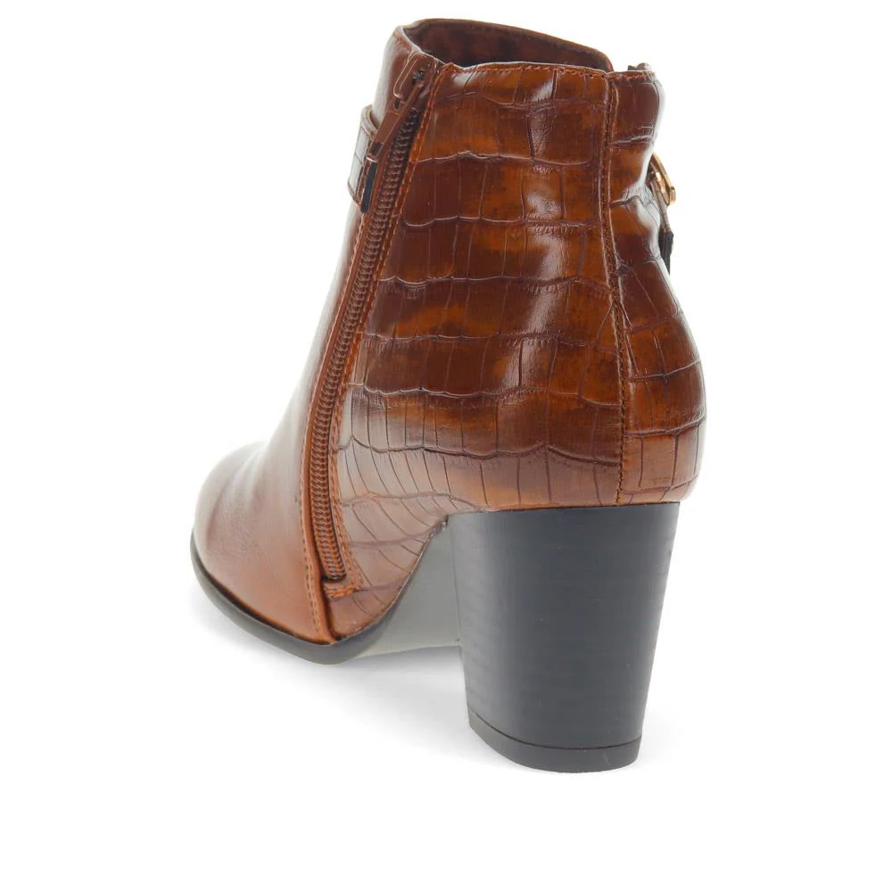Buckled Block-Heeled Ankle Boots - BELTREN40003 / 326 058 - Tan - Image 3