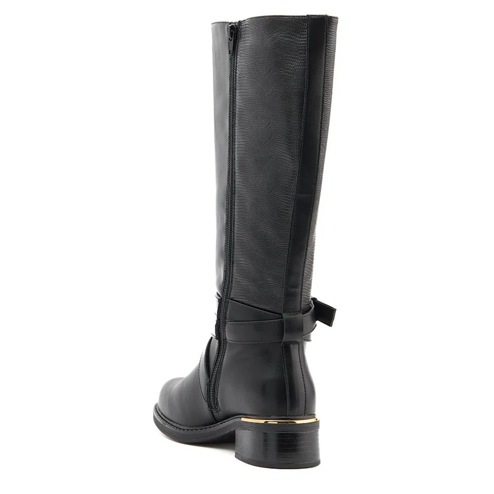 Buckled Calf-Length Boots - WBINS40109 / 325 985 - Black - Image 3