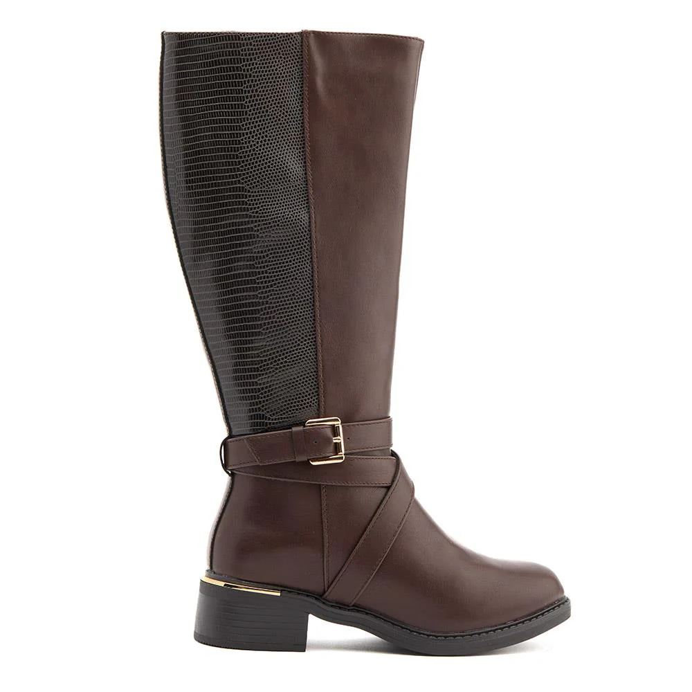 Buckled Calf-Length Boots - WBINS40109 / 325 985 - Brown - Image 2