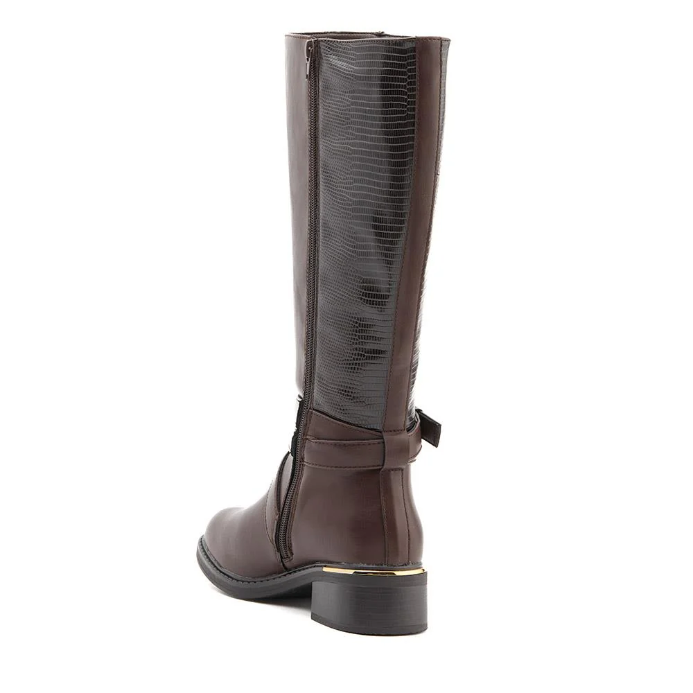 Buckled Calf-Length Boots - WBINS40109 / 325 985 - Brown - Image 3