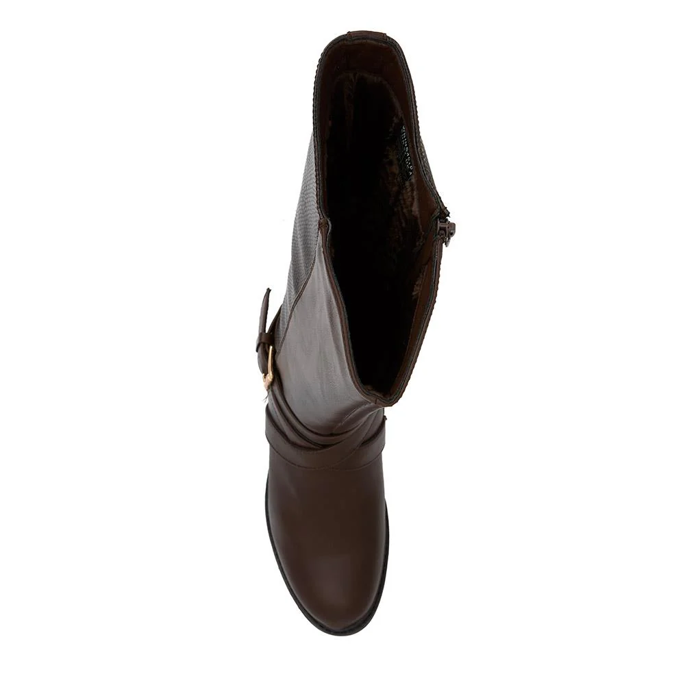 Buckled Calf-Length Boots - WBINS40109 / 325 985 - Brown - Image 4