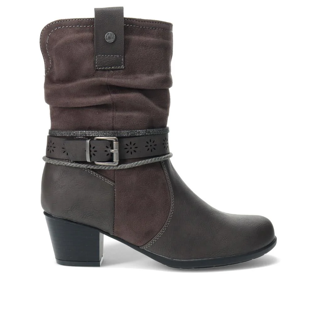 Buckled Calf-Length Boots - WBINS40215 / 326 405 - Grey - Image 2