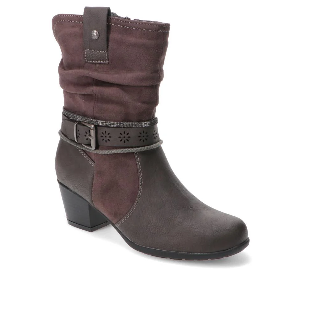 Buckled Calf-Length Boots - WBINS40215 / 326 405 - Grey