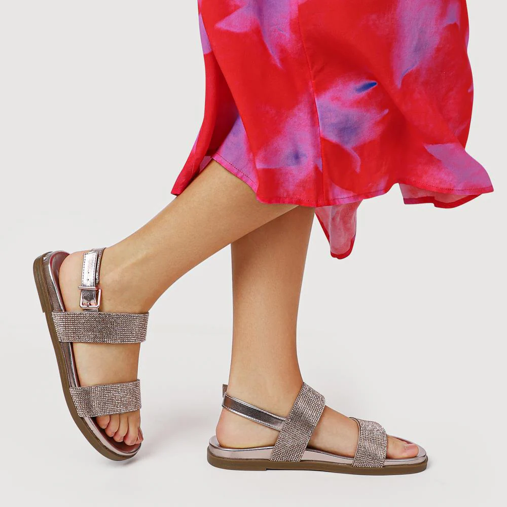 Buckled Slingback Sandals - PLAN41011 / 327 142 - Rose Gold - Image 5