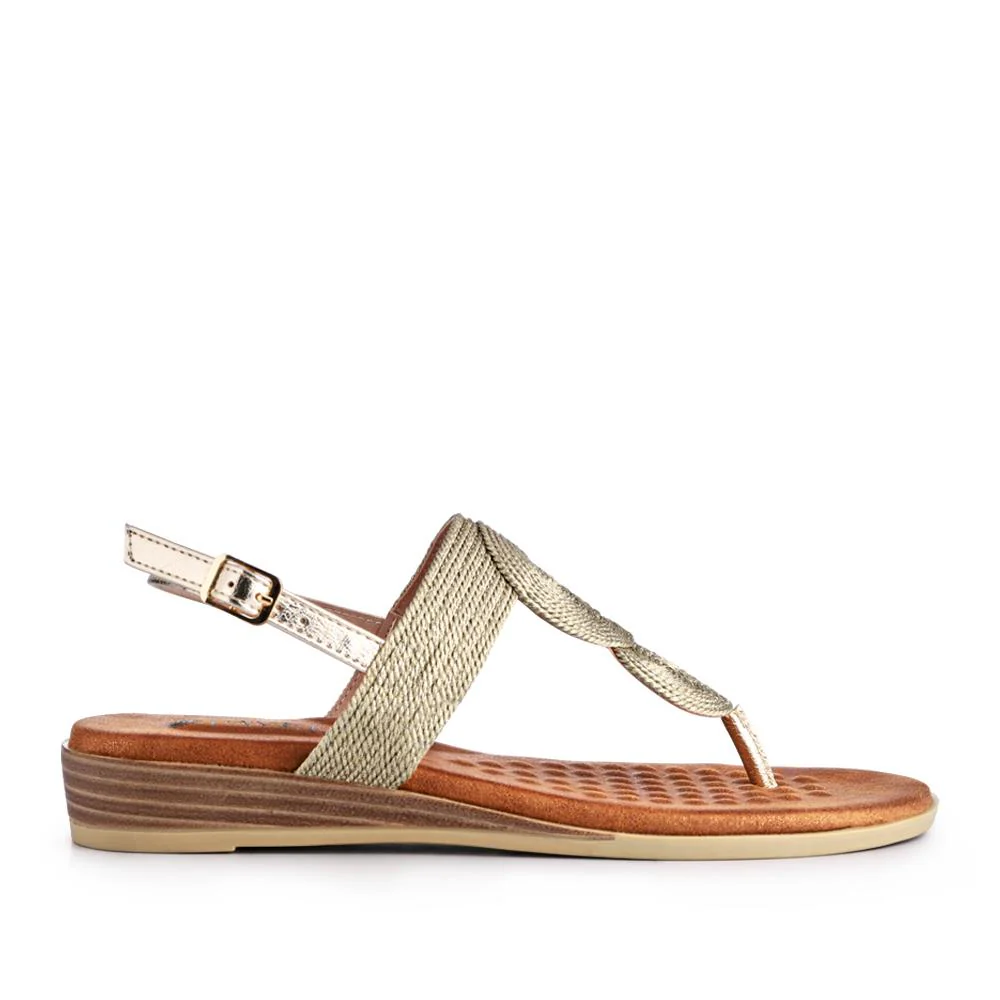 Buckled Toe Post Sandals - BAIZH41050 / 327 218 - Gold - Image 3