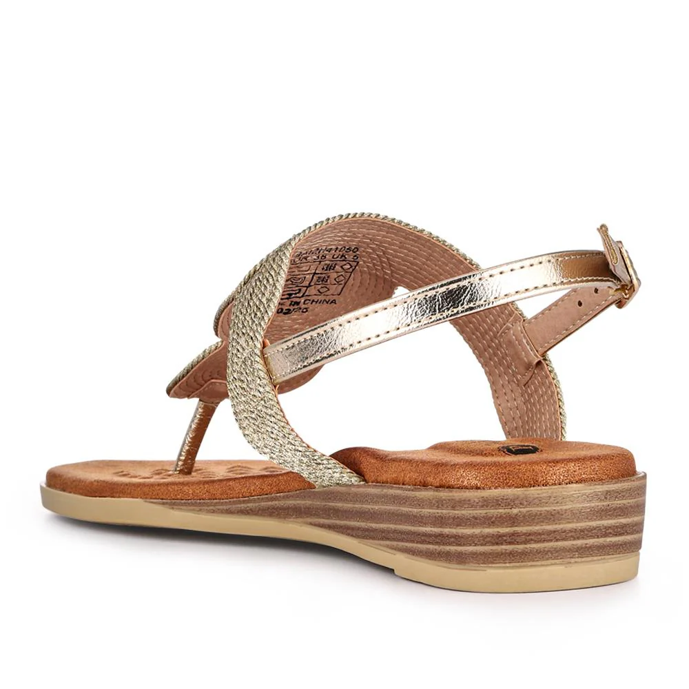 Buckled Toe Post Sandals - BAIZH41050 / 327 218 - Gold - Image 4