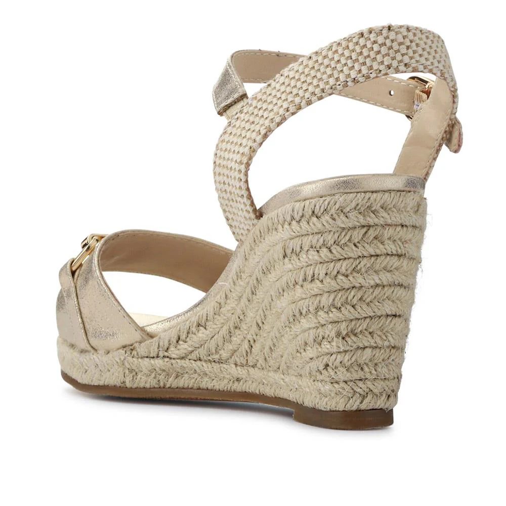 Buckled Wedge-Heel Espadrilles - WBINS41049 / 327 270 - Gold - Image 3