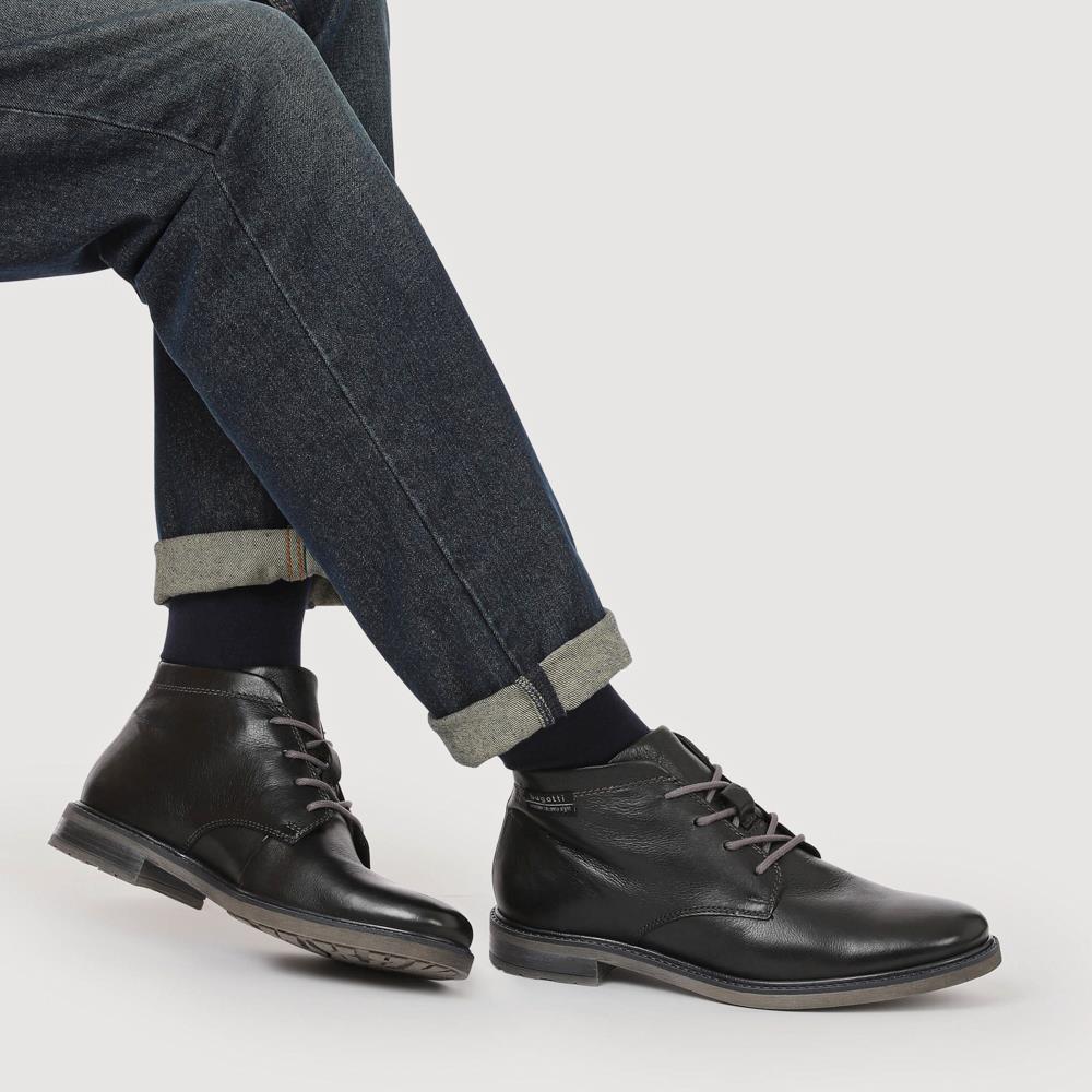 Bugatti Casual Lace-Up Leather Boots - BUG42505 / 327 675 - Black - Image 5