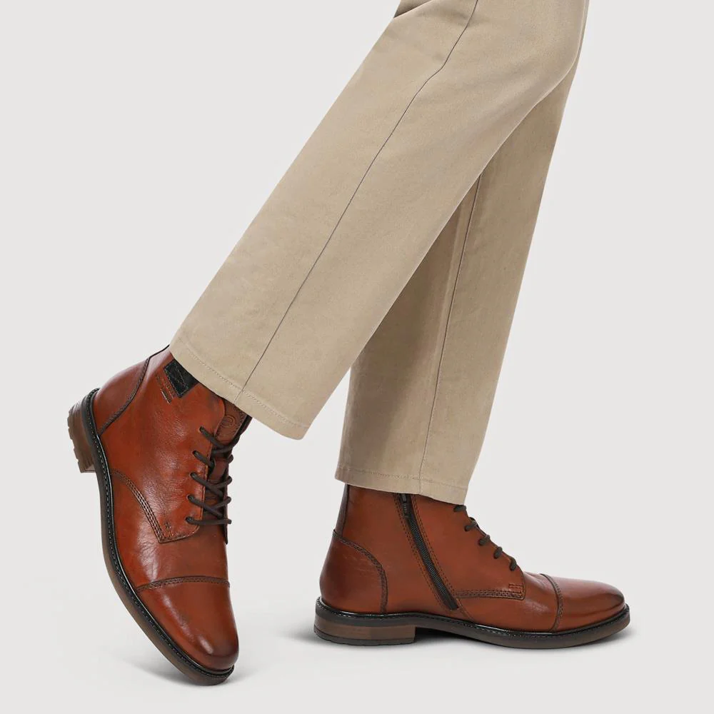 Bugatti Leather Lace-Up Boots - BUG42504 / 327 674 - Cognac - Image 5