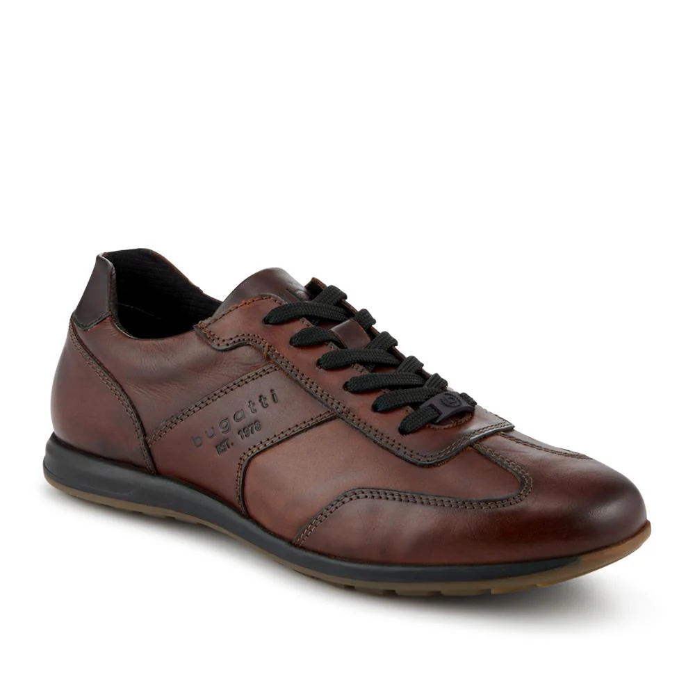 Bugatti Leather Lace Up Trainers - BUG42509 / 328 319 - Cognac