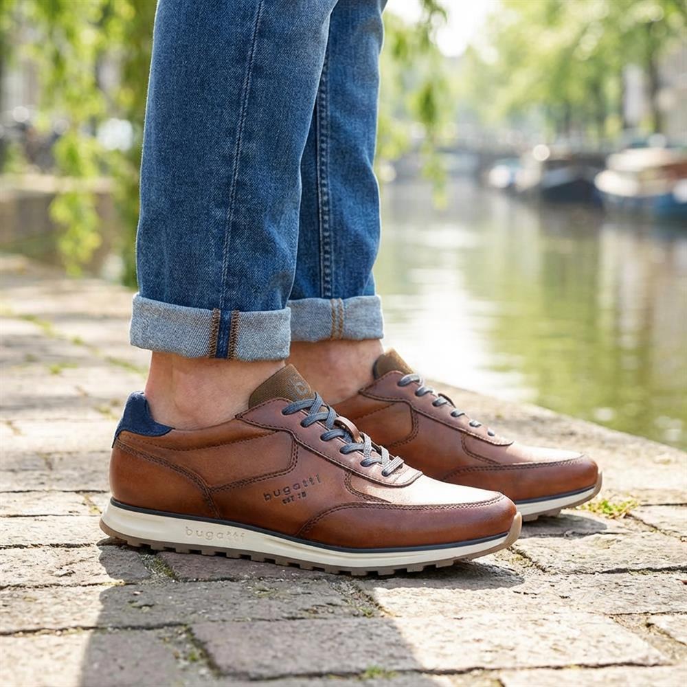 Bugatti Leather Lace Up Trainers - BUG43511 / 328 753 - Cognac - Image 2