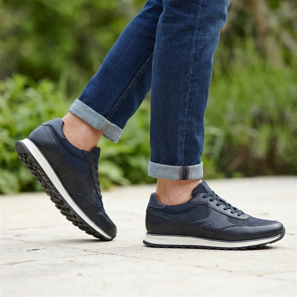 Bugatti Leather Lace Up Trainers - BUG43511 / 328 753 - Navy - Image 2