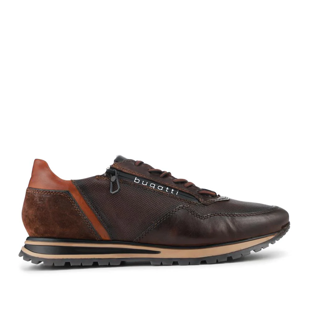 Bugatti Zip Fasten Leather Trainers - BUG42510 / 328 320 - Brown - Image 2