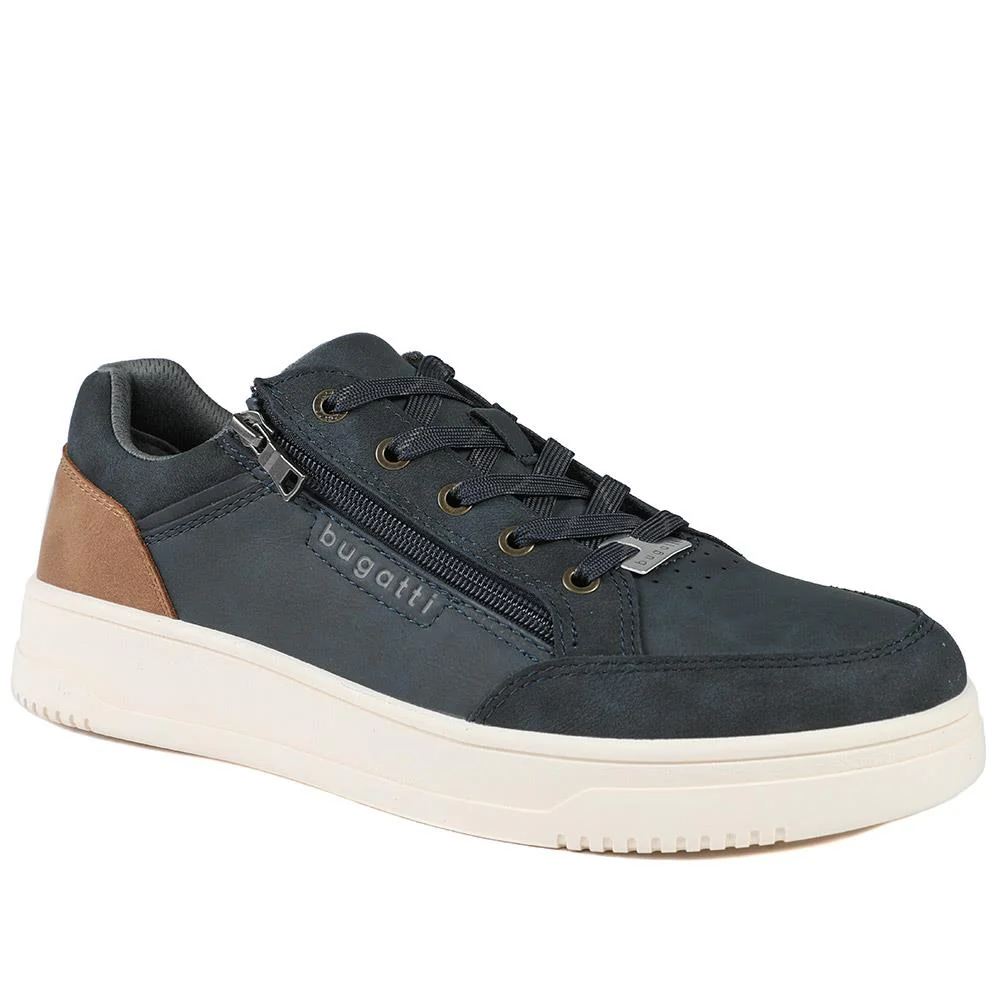 Bugatti Zip Fasten Leather Trainers - BUG43508 / 328 748 - Navy