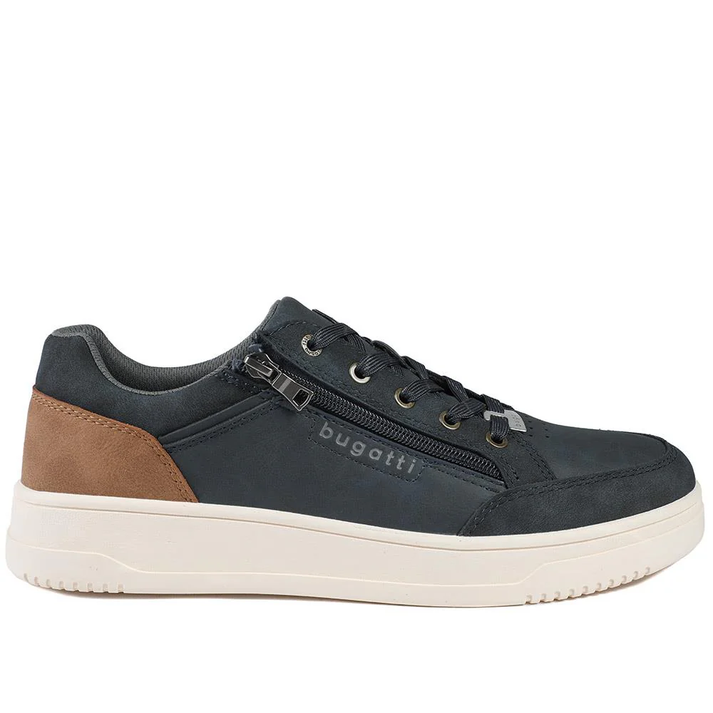 Bugatti Zip Fasten Leather Trainers - BUG43508 / 328 748 - Navy - Image 3