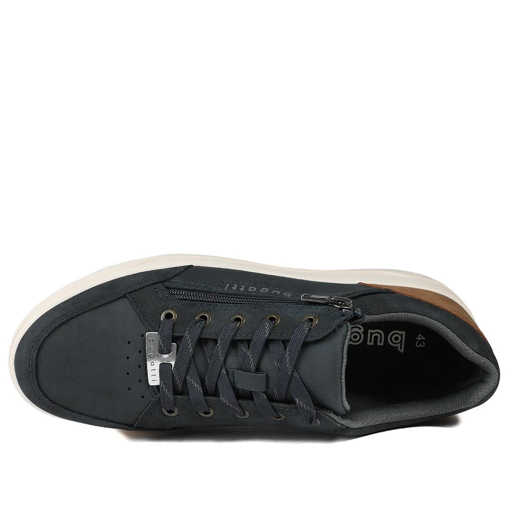 Bugatti Zip Fasten Leather Trainers - BUG43508 / 328 748 - Navy - Image 5